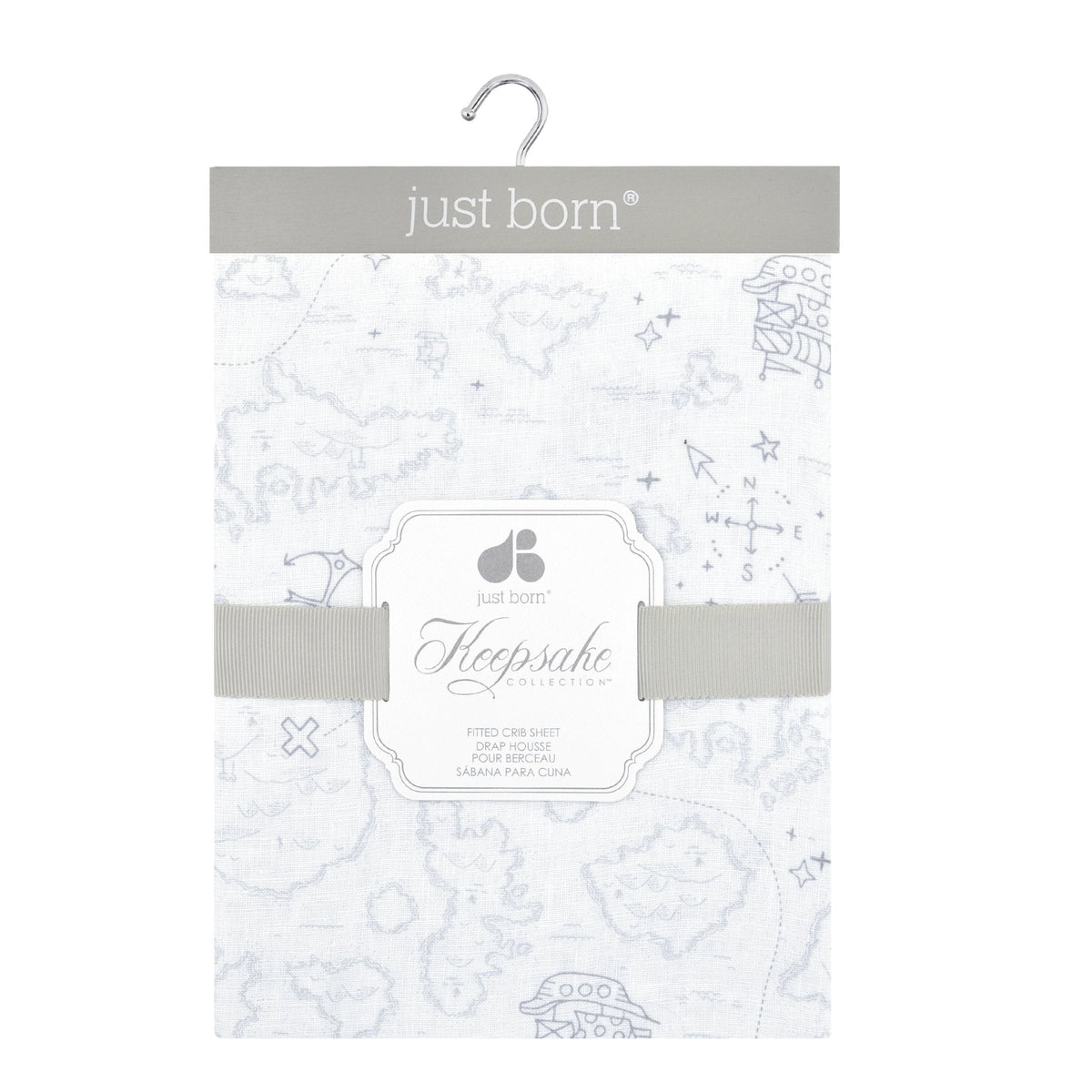 Just Born Keepsake Woven Crib Sheet - Sail Away Print, view 2