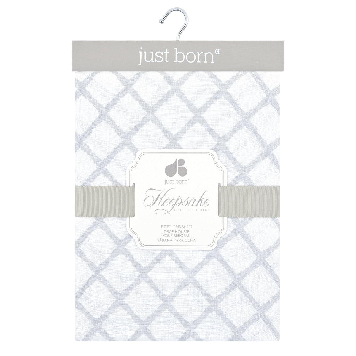 Just Born Keepsake Woven Crib Sheet - Diamond Trellis, view 2