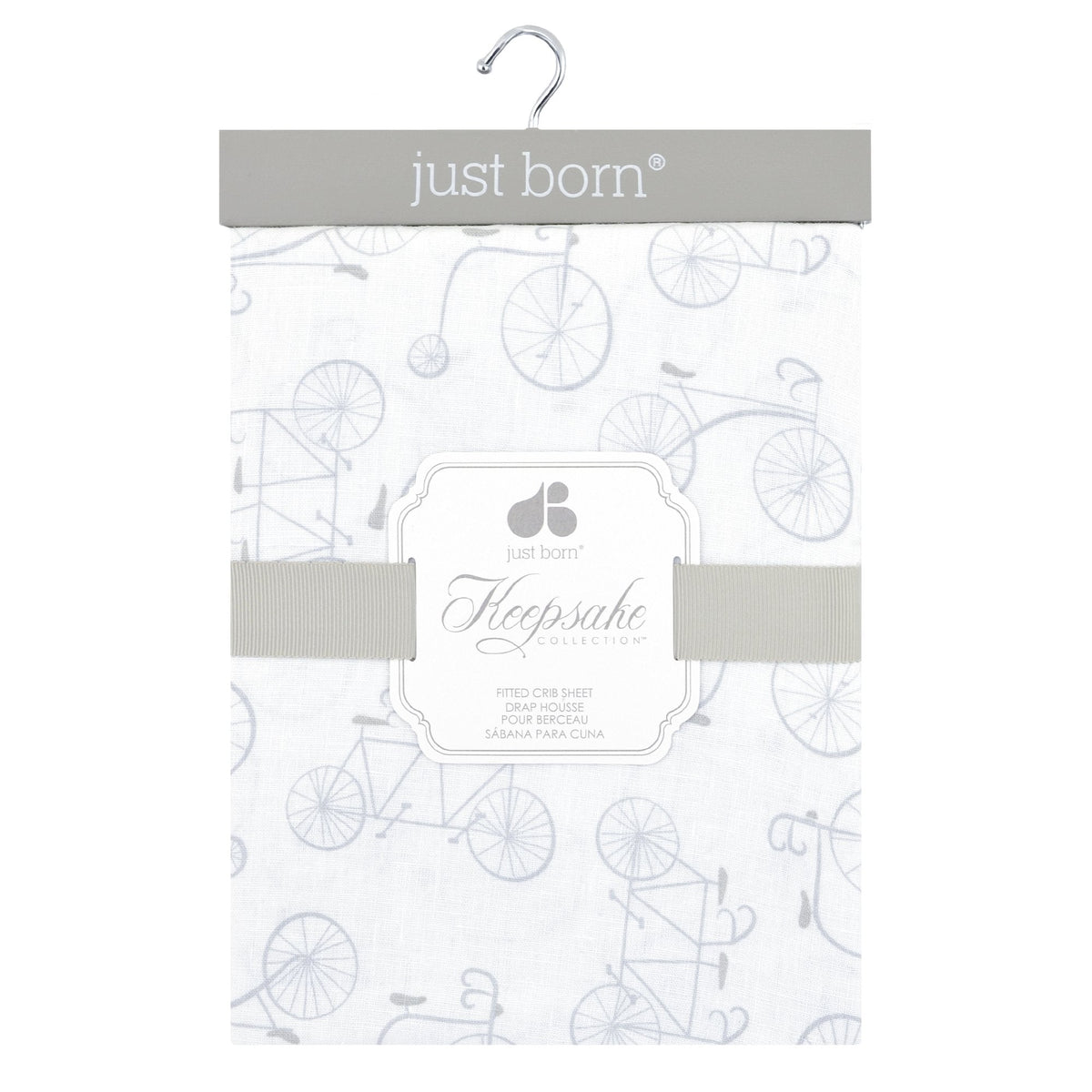 Just Born Keepsake Woven Crib Sheet - Bikes Print, view 2