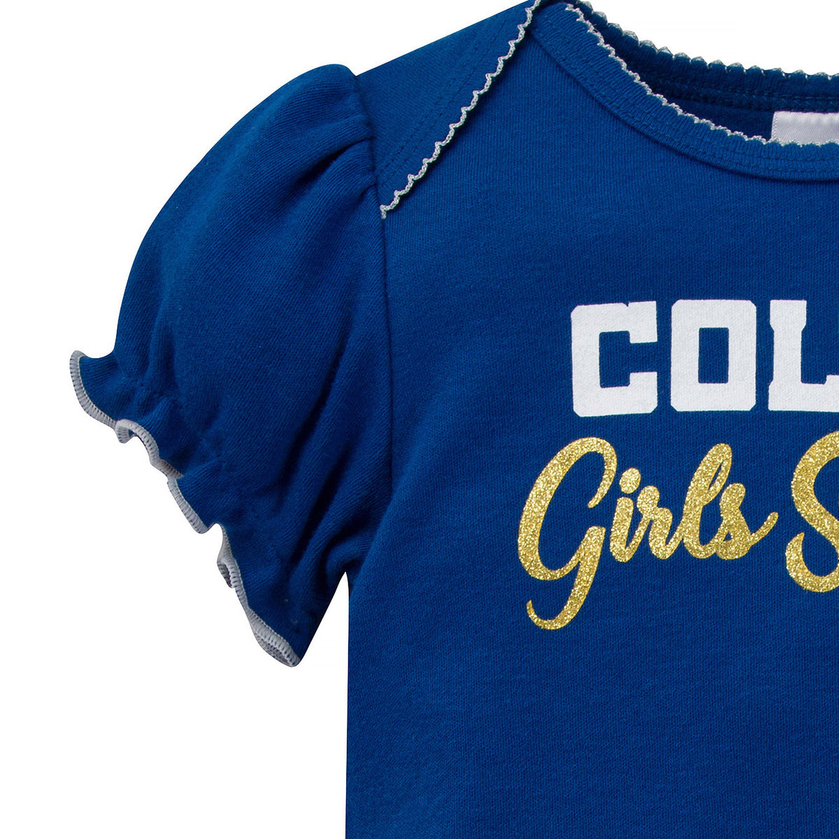 3-Pack Baby Girls Colts Short Sleeve Bodysuits, close-up detail 2