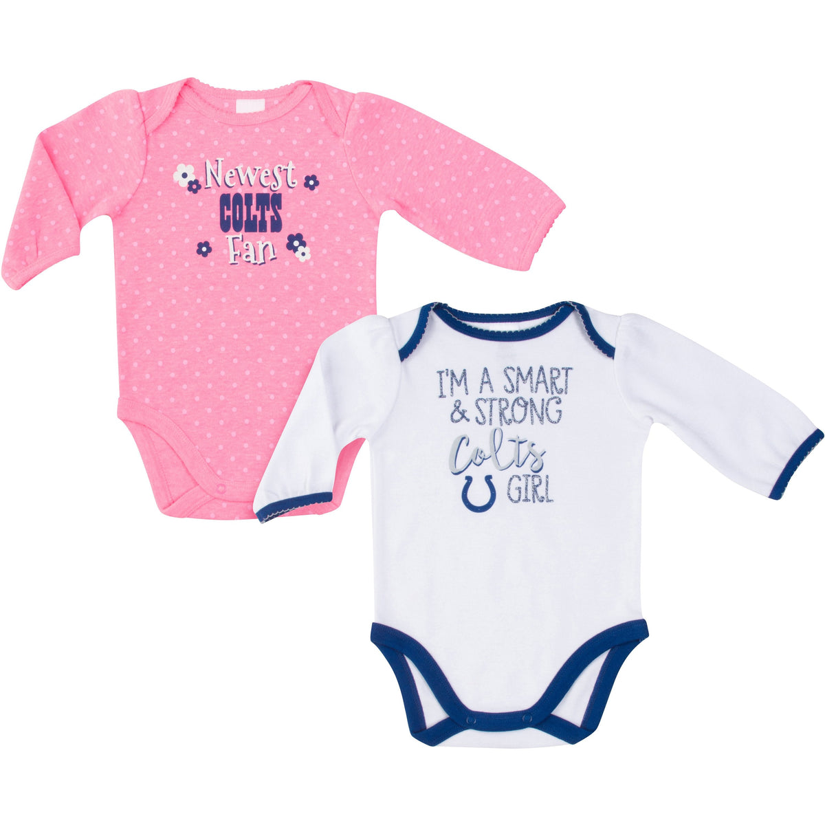 Indianapolis Colts Baby Girl Long Sleeve Bodysuits, 2-pack