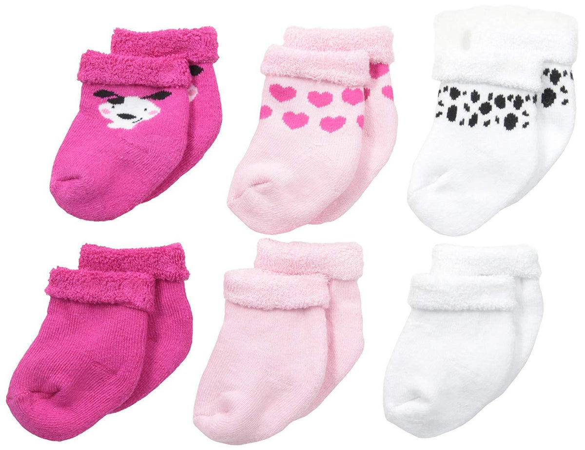6-Pack Girls Dalmatian Terry Socks