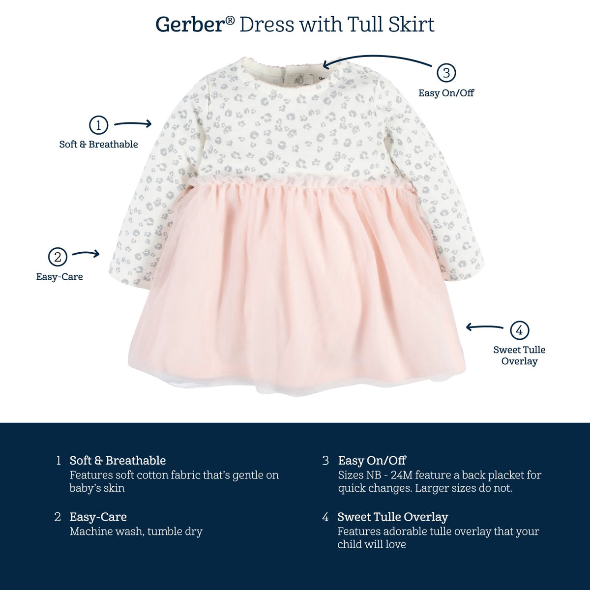 Baby & Toddler Girls Heart Long Sleeve Tulle Dress, view 5