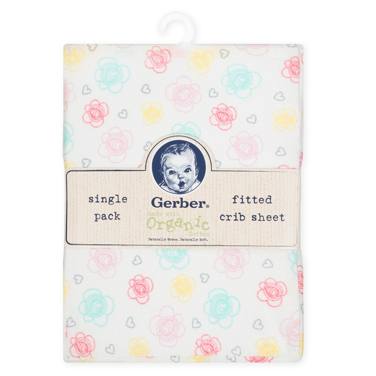 1-Pack Girls Floral Organic Fitted Crib Sheet, view 2