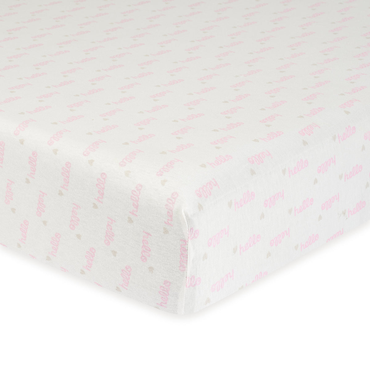 1-Pack Girls Hello Pink Organic Fitted Crib Sheet