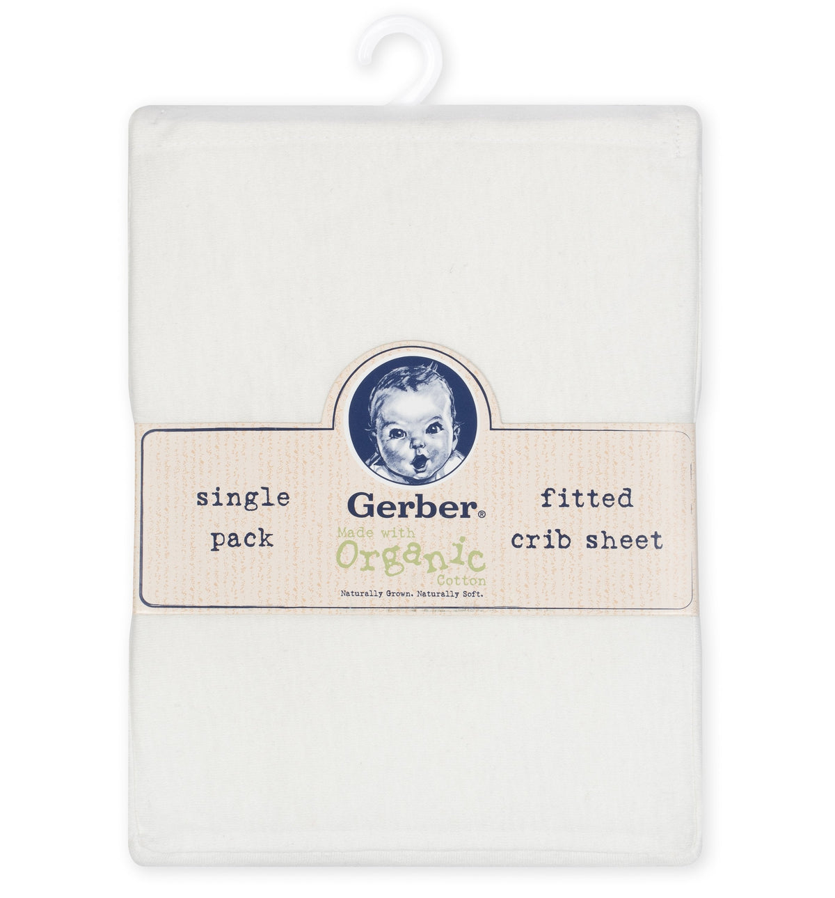 1-Pack Neutral White Organic Fitted Crib Sheet, view 2