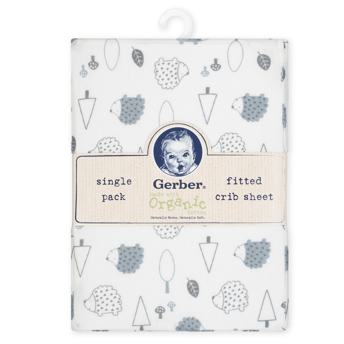 1-Pack Neutral Hedgehog Organic Fitted Crib Sheet, view 2