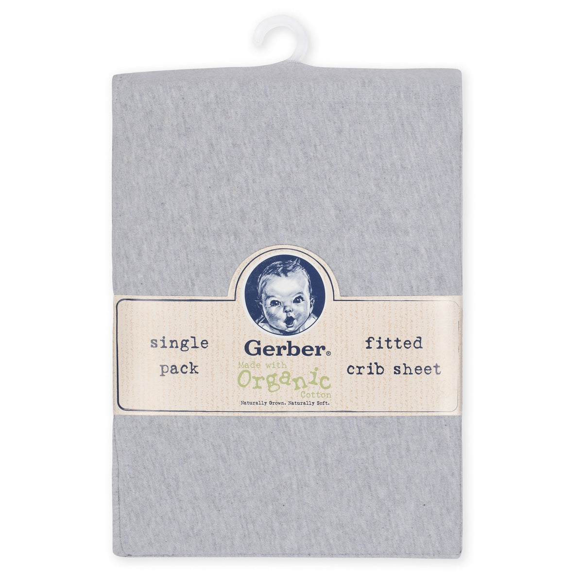 1-Pack Neutral Solid Grey Organic Fitted Crib Sheet, view 2