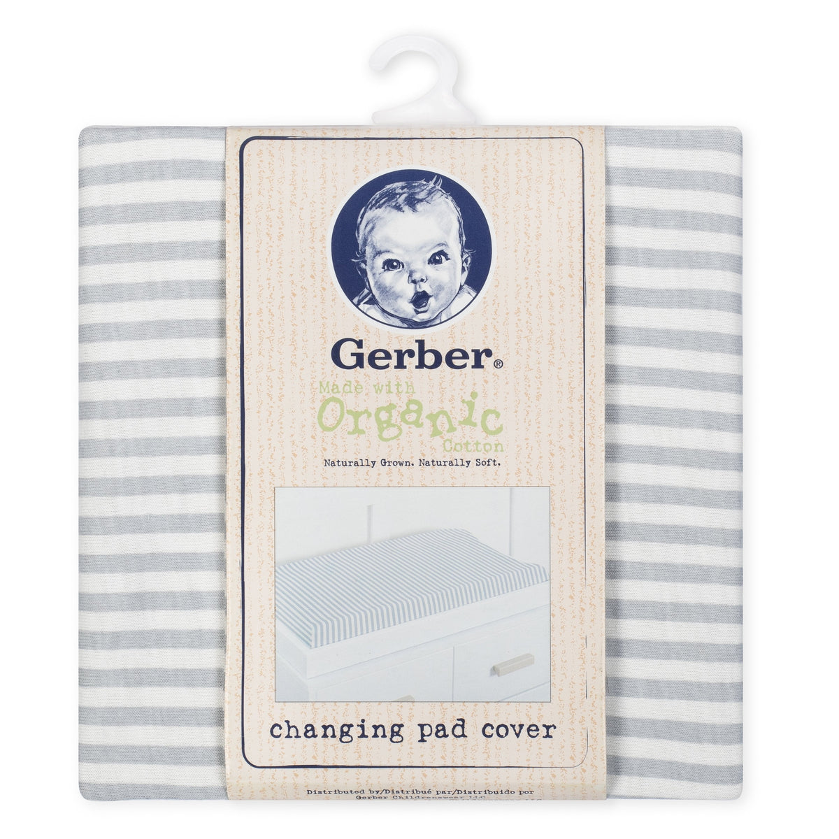 1-Pack Neutral Grey Organic Changing Pad Cover, view 2