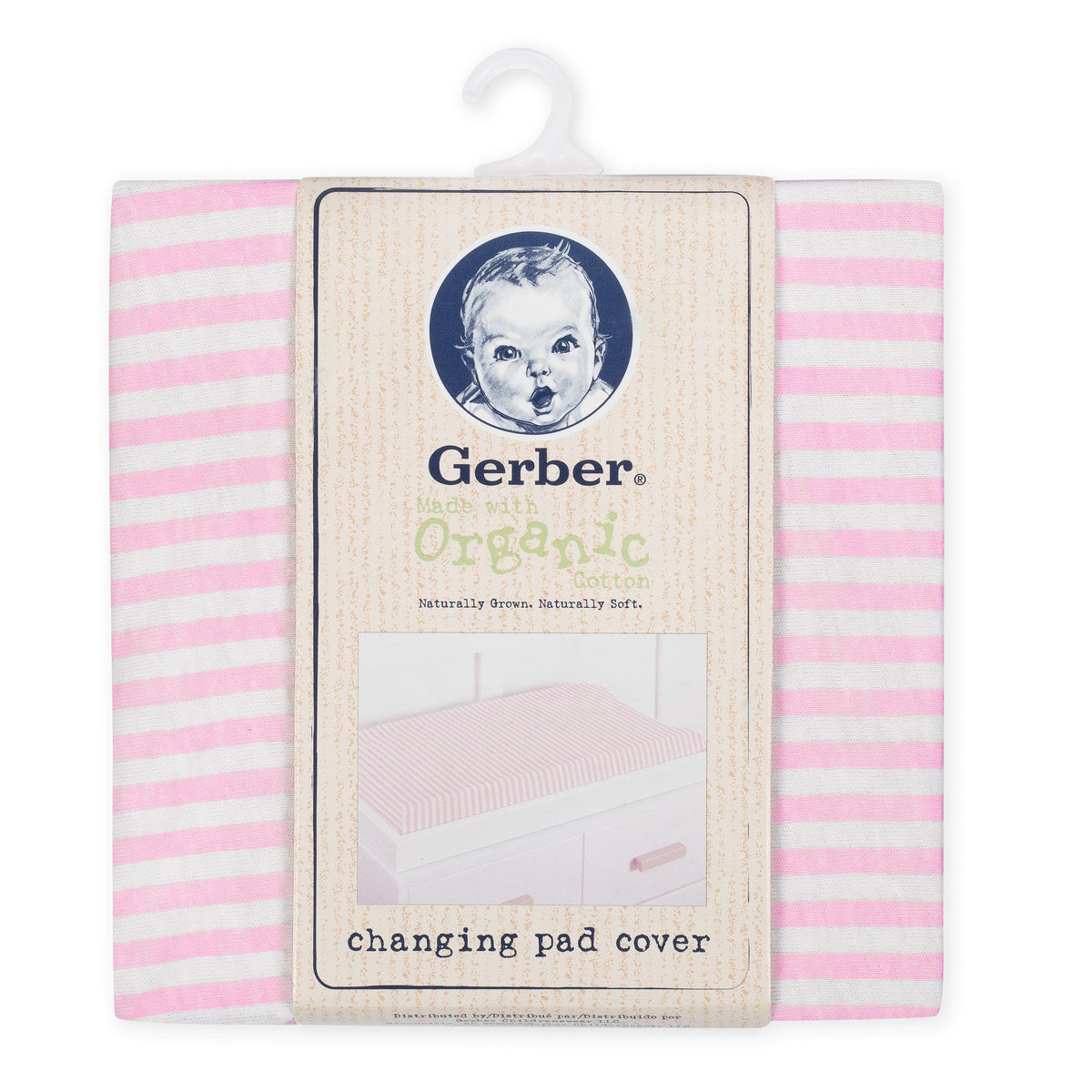 1-Pack Girls Pink Organic Changing Pad Cover, view 2