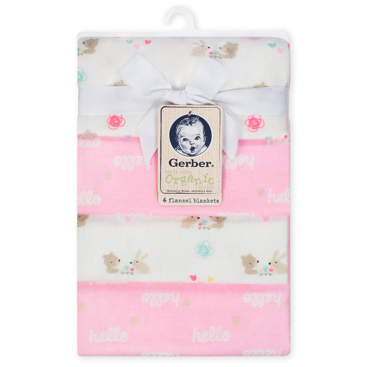 4-Pack Girls Pink Organic Flannel Blankets, view 2