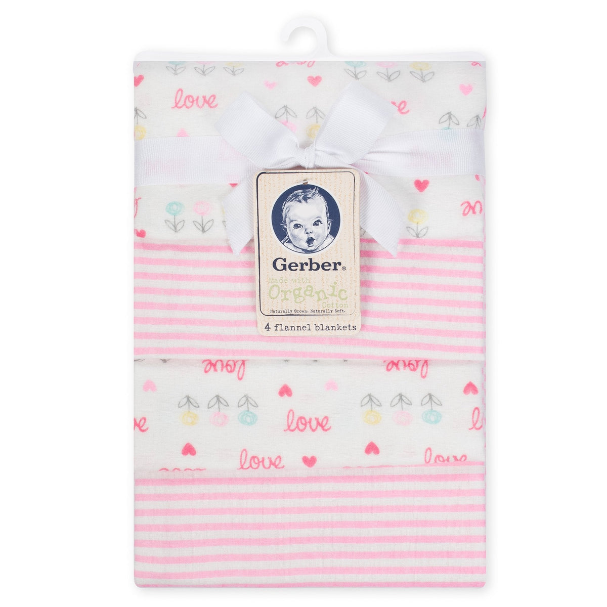 4-Pack Girls Love Organic Flannel Blankets, view 2
