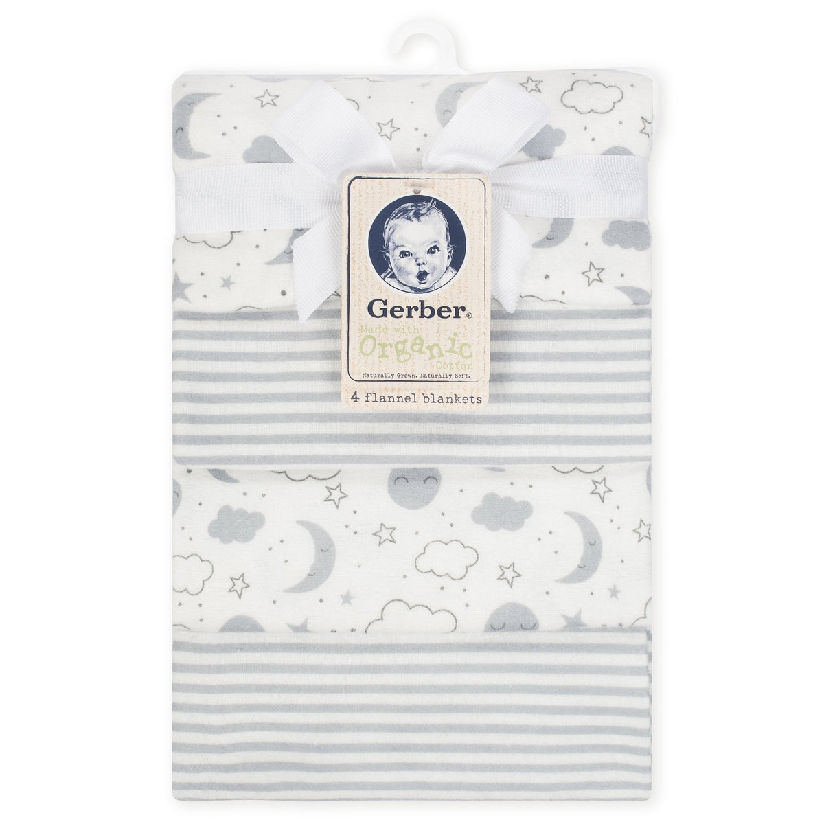4-Pack Neutral Clouds Organic Flannel Blankets, view 2