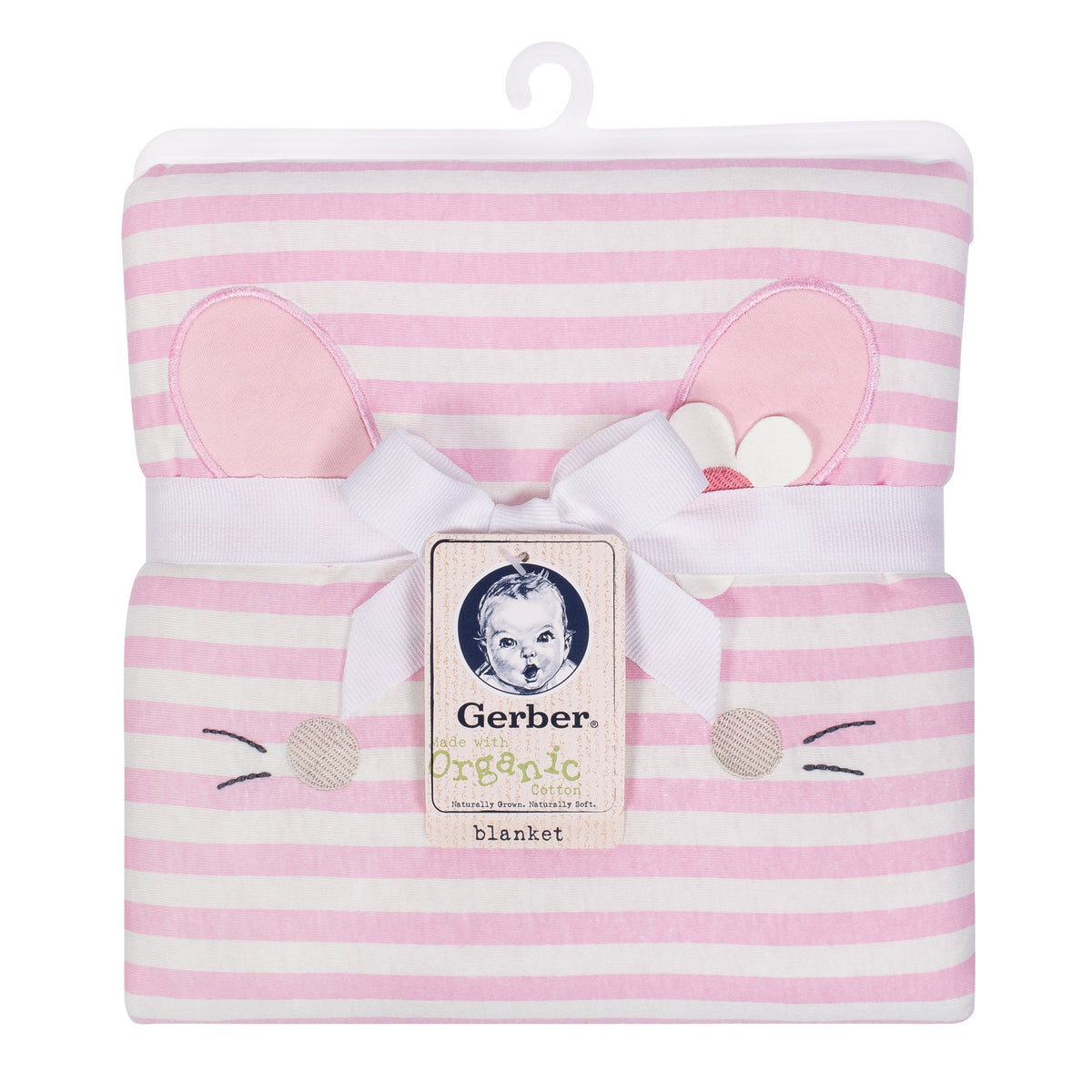 1-Pack Girls Bunny Organic Animal Face Blanket, view 3