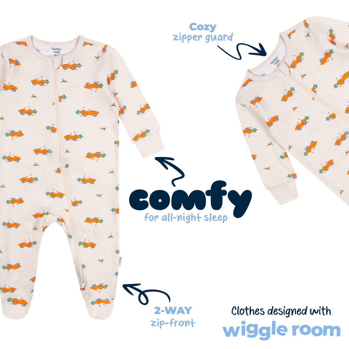 Baby Neutral Bunny Carrot Cars Sleep 'N Play-Gerber Childrenswear Wholesale