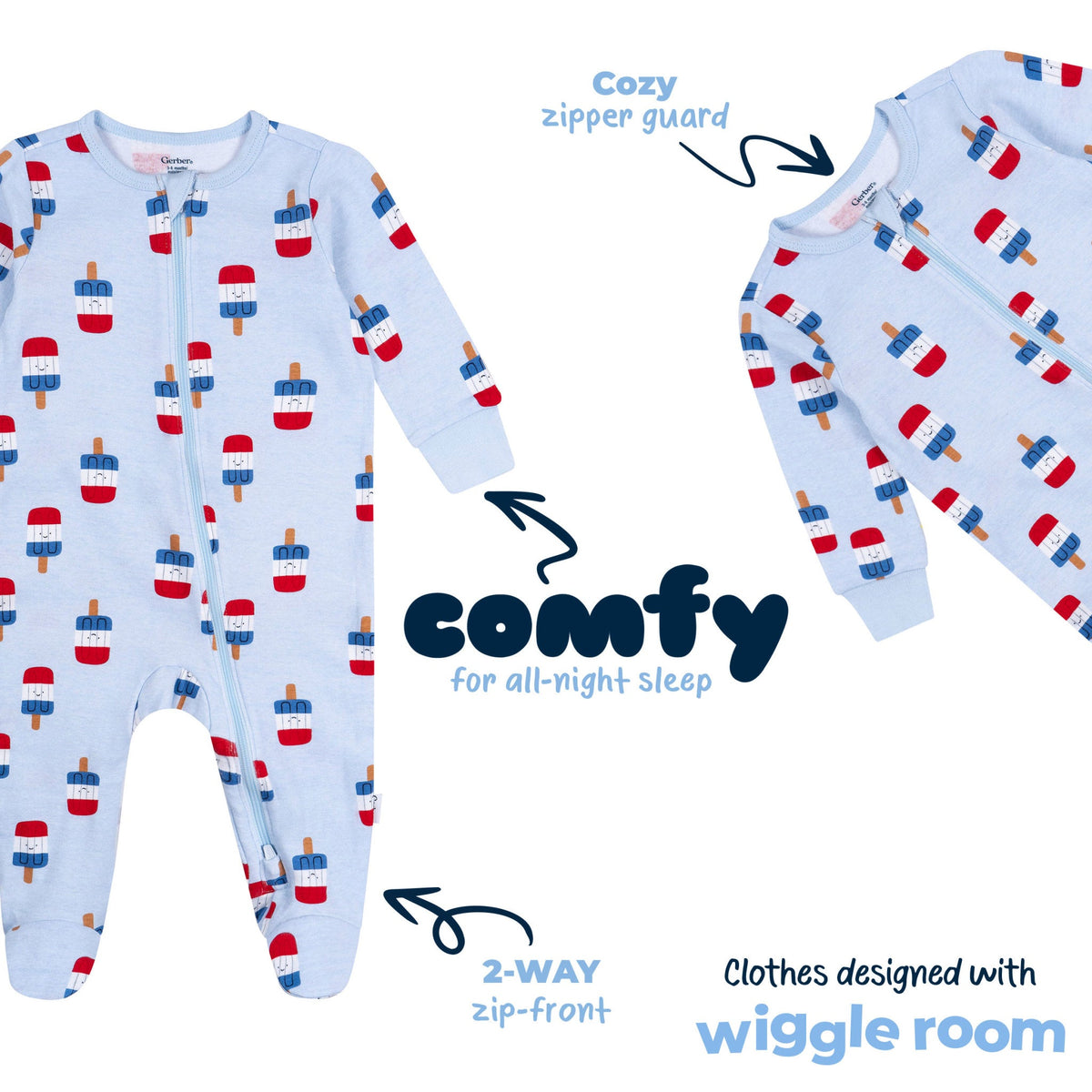 Baby Neutral Patriotic Popsicles Sleep 'N Play-Gerber Childrenswear Wholesale