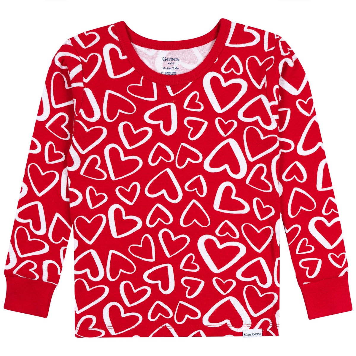 2-Piece Infant & Toddler Neutral Red Hearts Cotton Pajamas-Gerber Childrenswear Wholesale