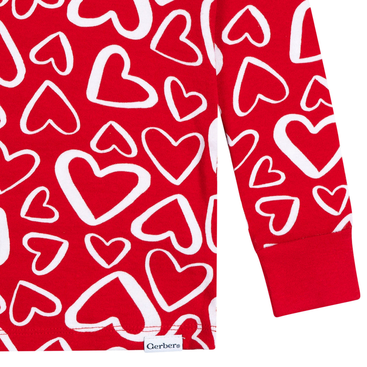 2-Piece Infant & Toddler Neutral Red Hearts Cotton Pajamas-Gerber Childrenswear Wholesale
