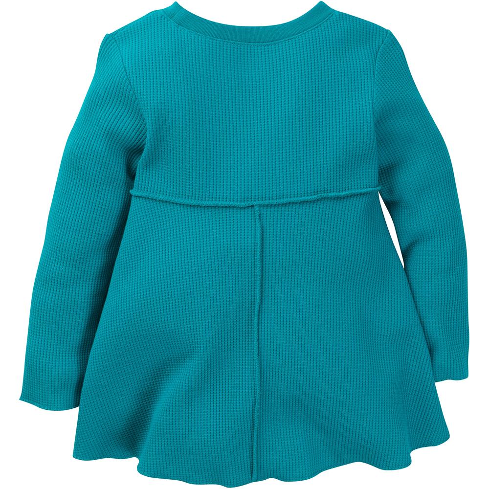1-Piece Girls Teal Thermal Long Sleeve Top, view 2