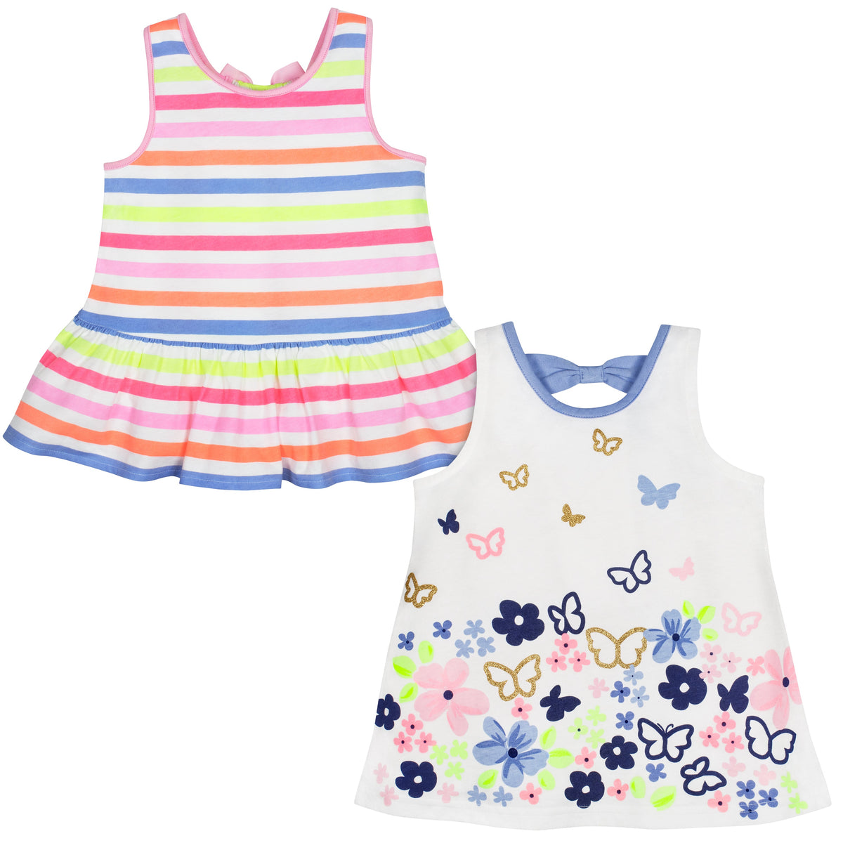 2-Pack Baby and Toddler Girls Multi Stripe Top
