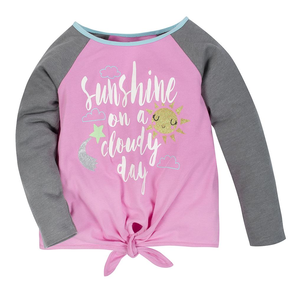 2-Pack Girls Sunshine & Rainbow Long Sleeve Tops, view 2