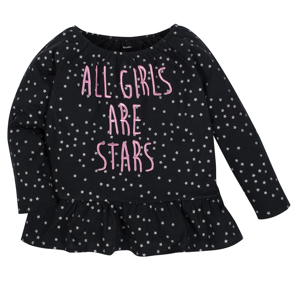 2-Pack Girls Leopard & Stars Long Sleeve Tops, view 5