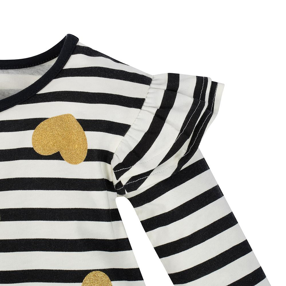 1-Pack Girls Black Stripes Long Sleeve Top, additional view 1