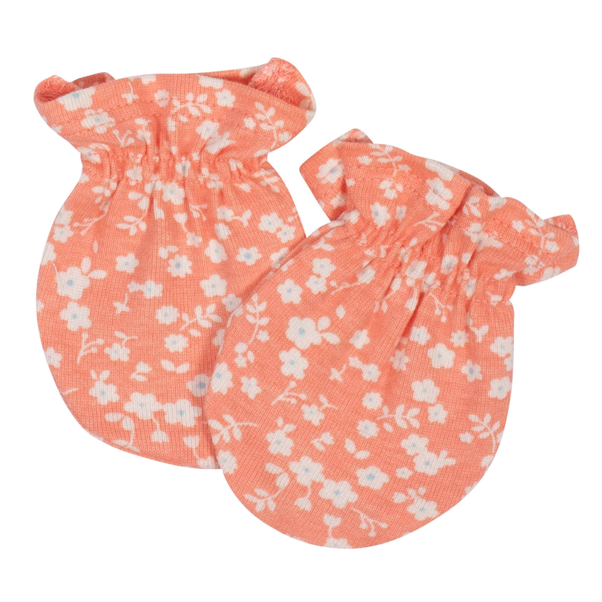4-Pack Baby Girls Flower Pot Organic Mittens