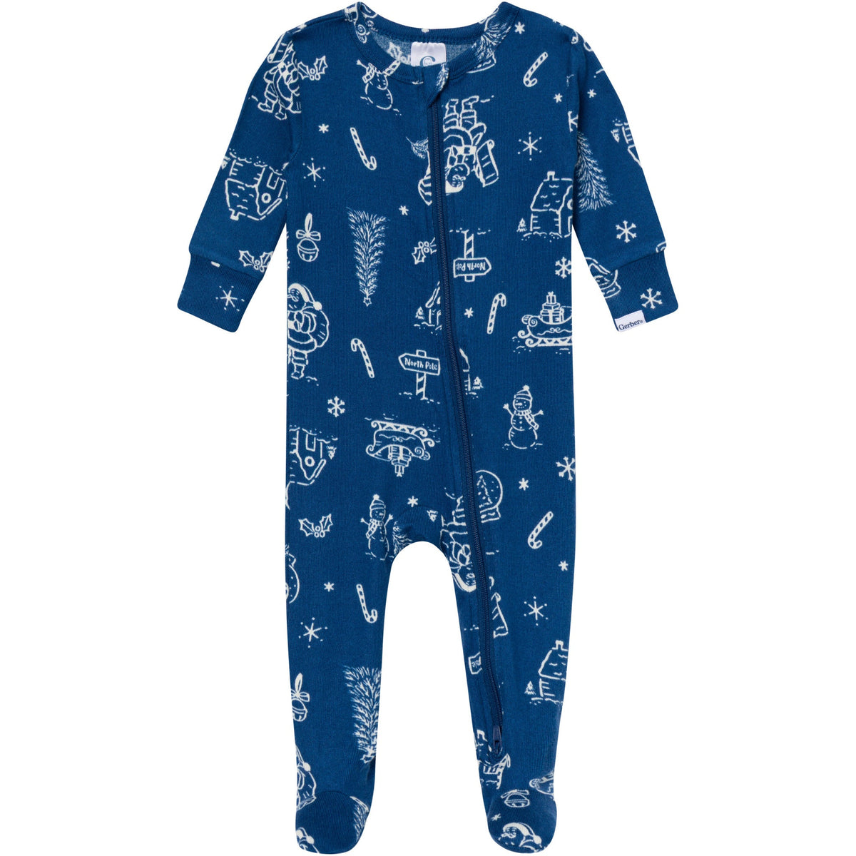 Baby & Toddler Neutral Navy Toile Snug Fit Footed Pajamas-Gerber Childrenswear Wholesale