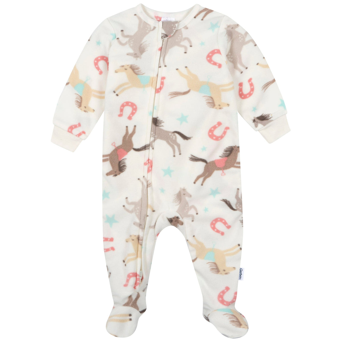 Baby & Toddler Girls Horses Footed Fleece Pajamas-Gerber Childrenswear Wholesale