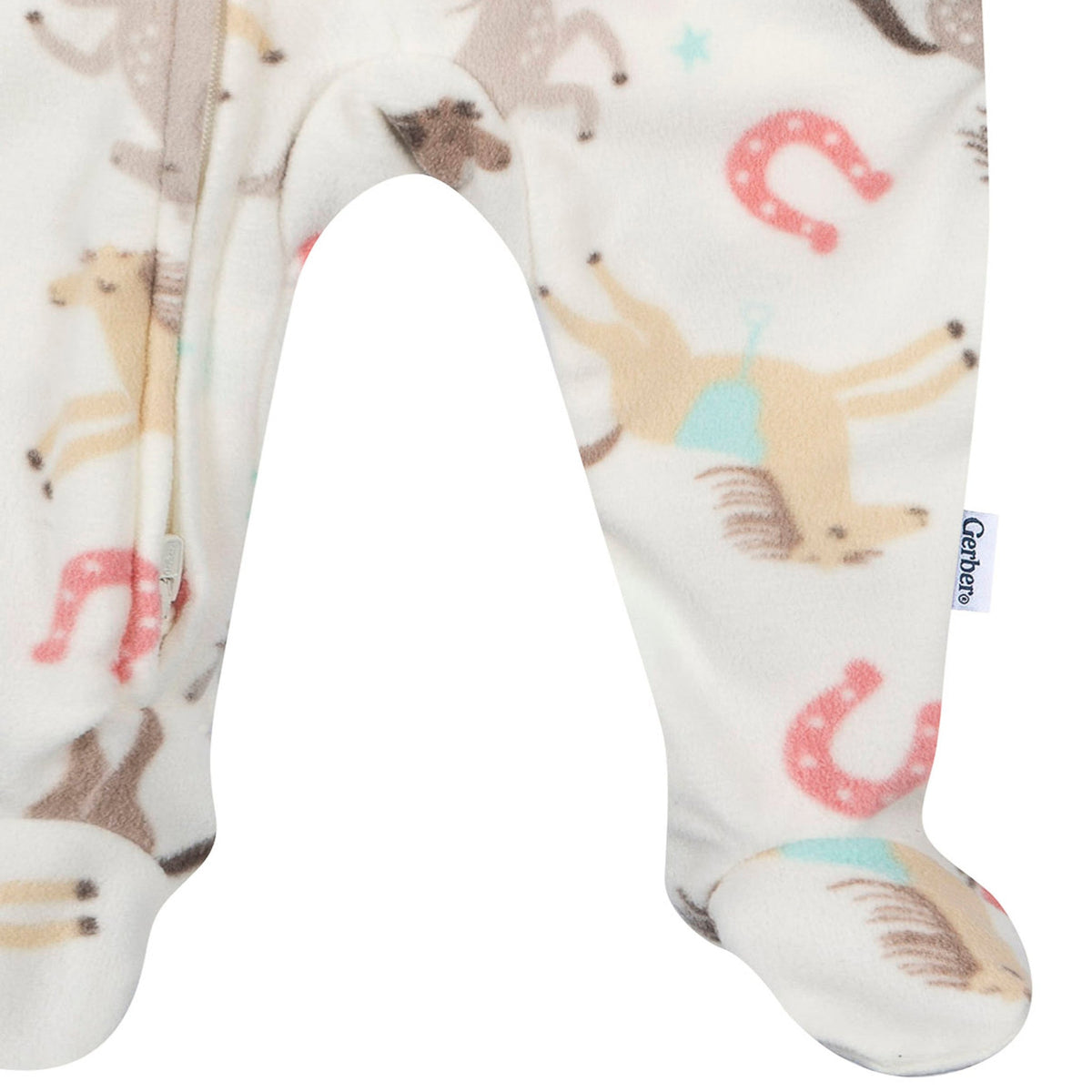 Baby & Toddler Girls Horses Footed Fleece Pajamas-Gerber Childrenswear Wholesale