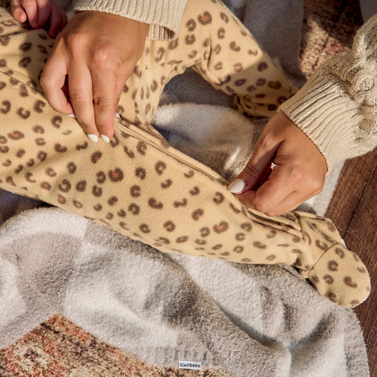 Baby & Toddler Girls Leopard Footed Fleece Pajamas-Gerber Childrenswear Wholesale