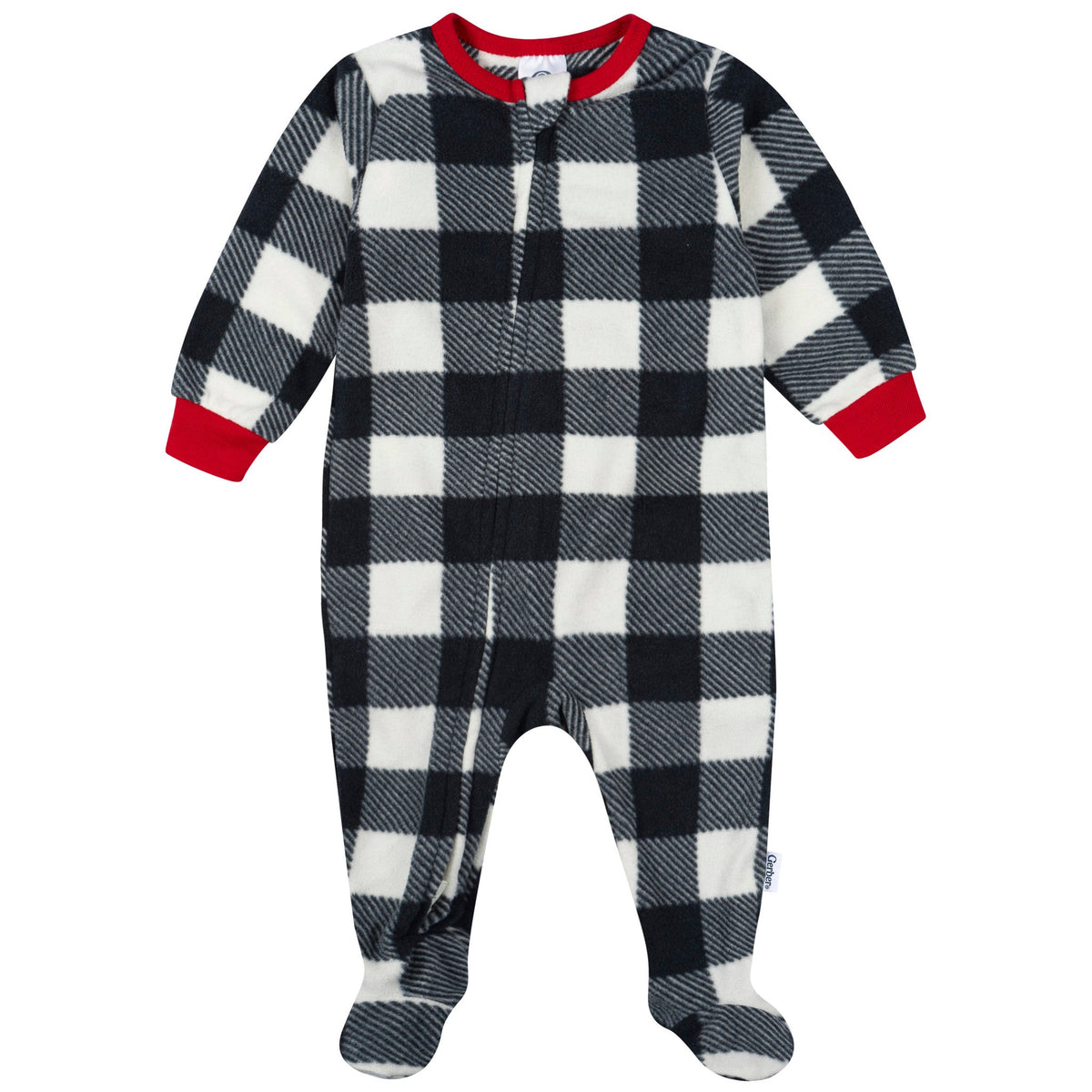 Baby & Toddler Neutral Gingham Footed Fleece Pajamas-Gerber Childrenswear Wholesale