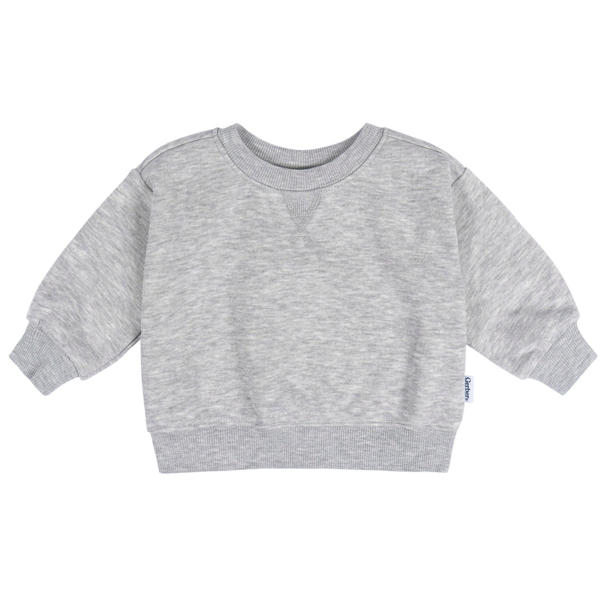 Baby & Toddler Neutral Med Grey Heather Crewneck Sweatshirt-Gerber Childrenswear Wholesale