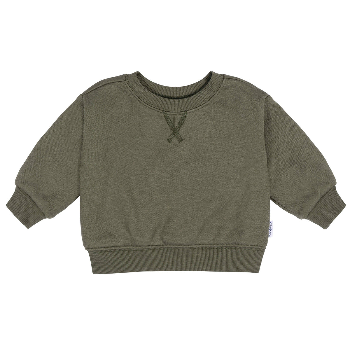 Baby & Toddler Neutral Green Crewneck Sweatshirt-Gerber Childrenswear Wholesale