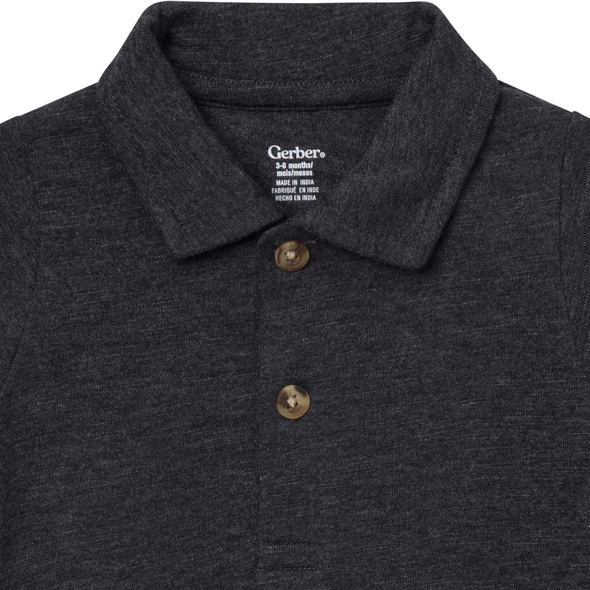 Baby Boys Black Polo Bodysuit-Gerber Childrenswear Wholesale