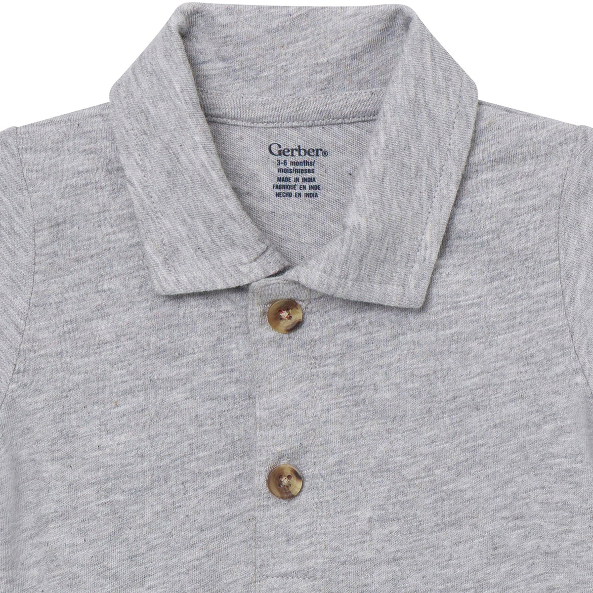 Baby Boys Gray Heather Polo Bodysuit-Gerber Childrenswear Wholesale