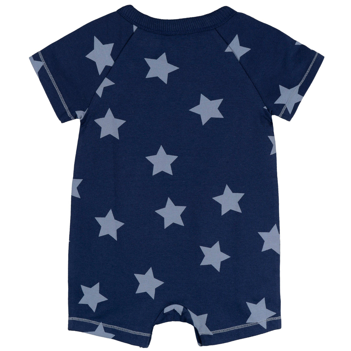 Baby Boys Navy Stars Kangaroo Pocket Romper, view 2