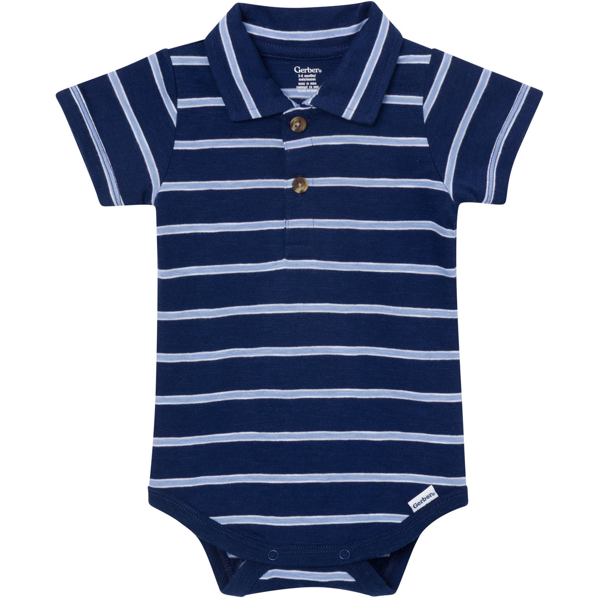 Baby Boys Navy Stripes Polo Bodysuit-Gerber Childrenswear Wholesale