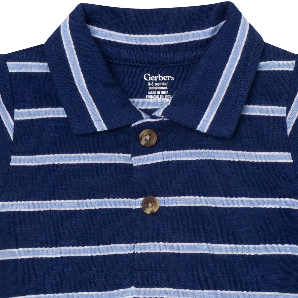 Baby Boys Navy Stripes Polo Bodysuit-Gerber Childrenswear Wholesale