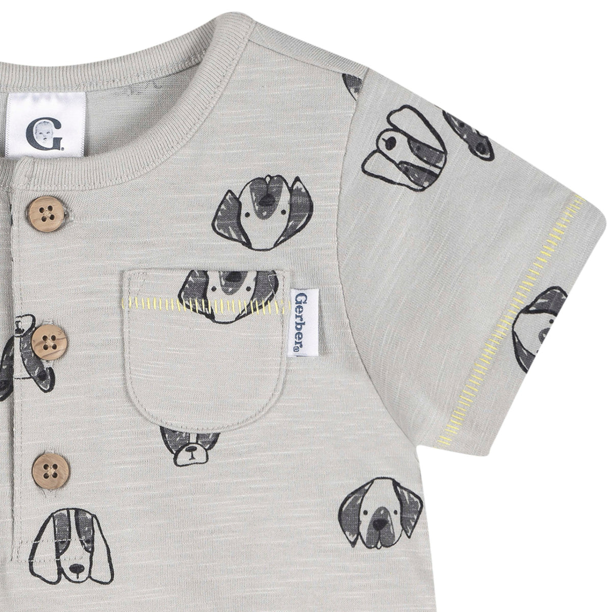 Baby Boys Puppy Dog Faces Short Sleeve Romper, view 3
