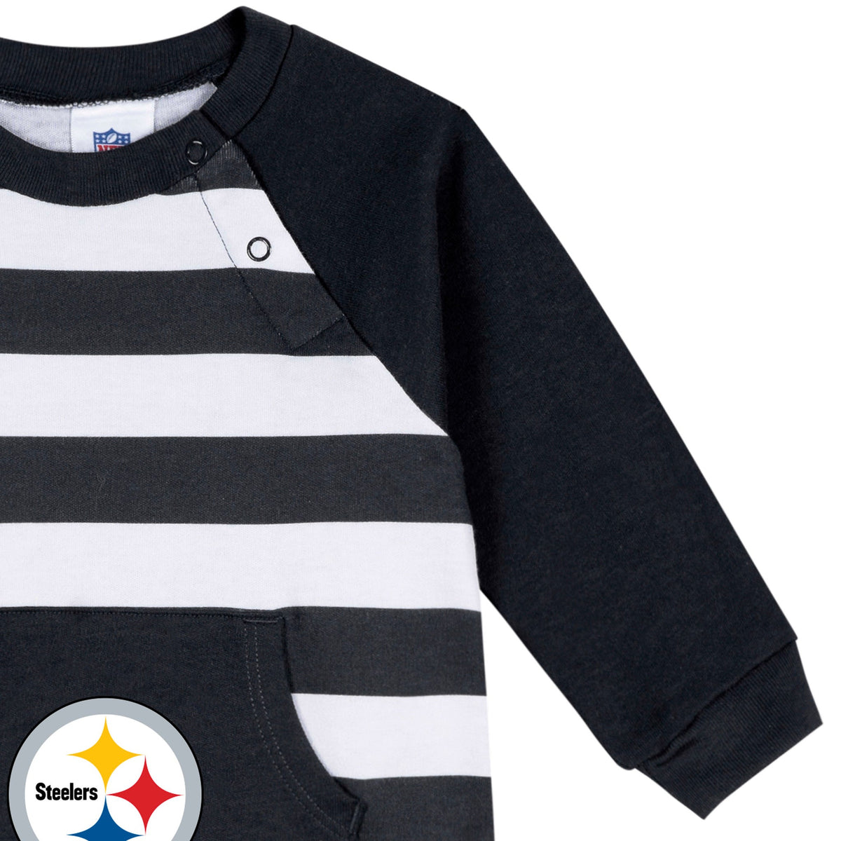 Baby Boys Pittsburgh Steelers Football Pajamas With Pouch, view 2