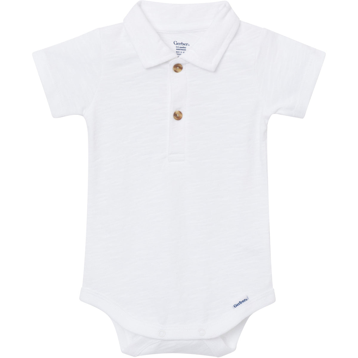 Baby Boys White Polo Bodysuit-Gerber Childrenswear Wholesale