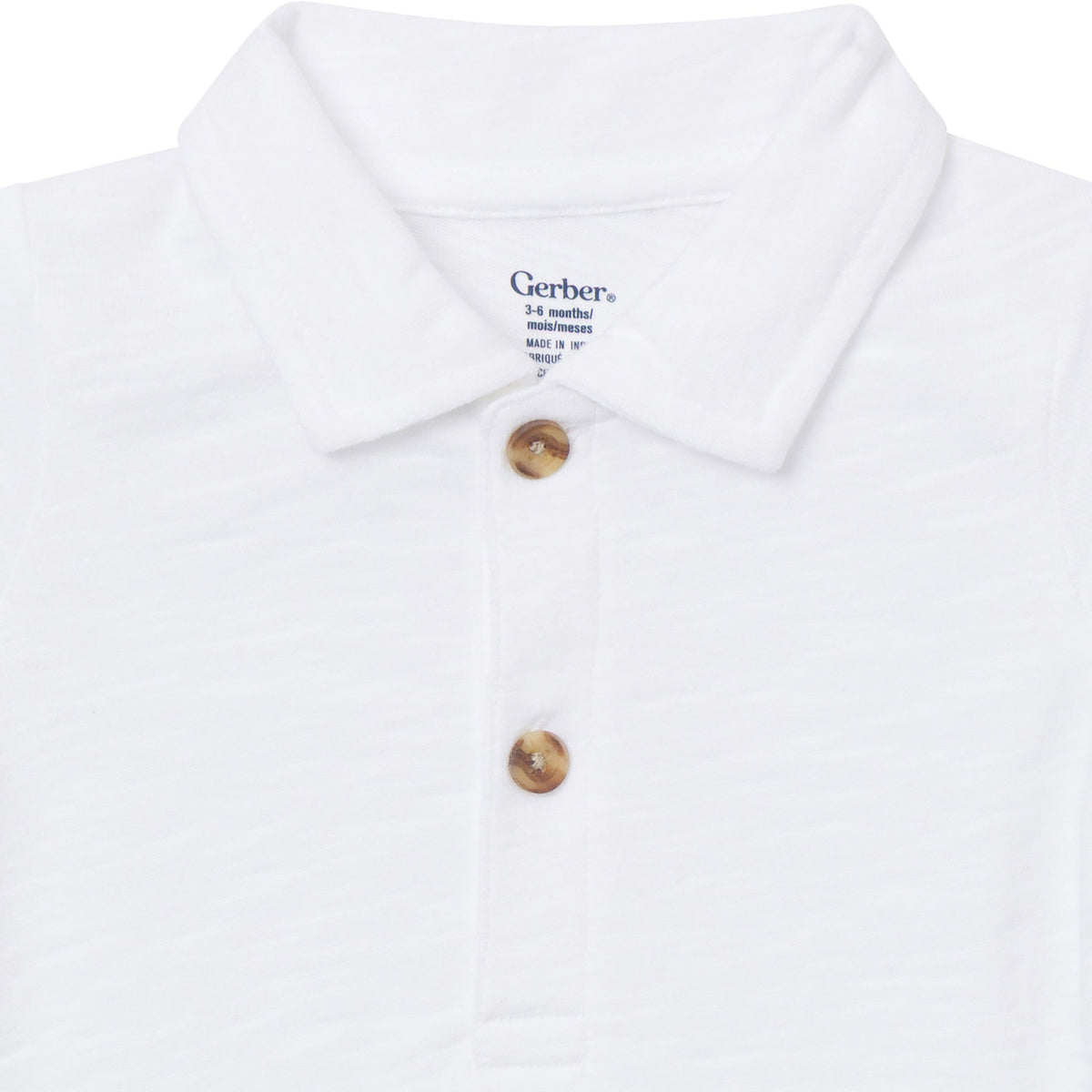 Baby Boys White Polo Bodysuit-Gerber Childrenswear Wholesale