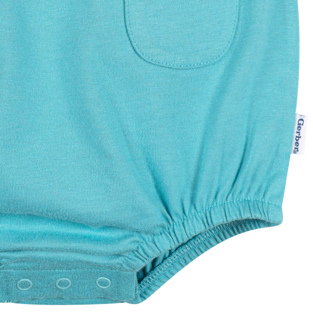 Baby Girls Aqua Cherries Pocket Romper, view 5