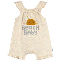 Baby Girls Oatmeal Speckle Sleeveless Ruffle Romper