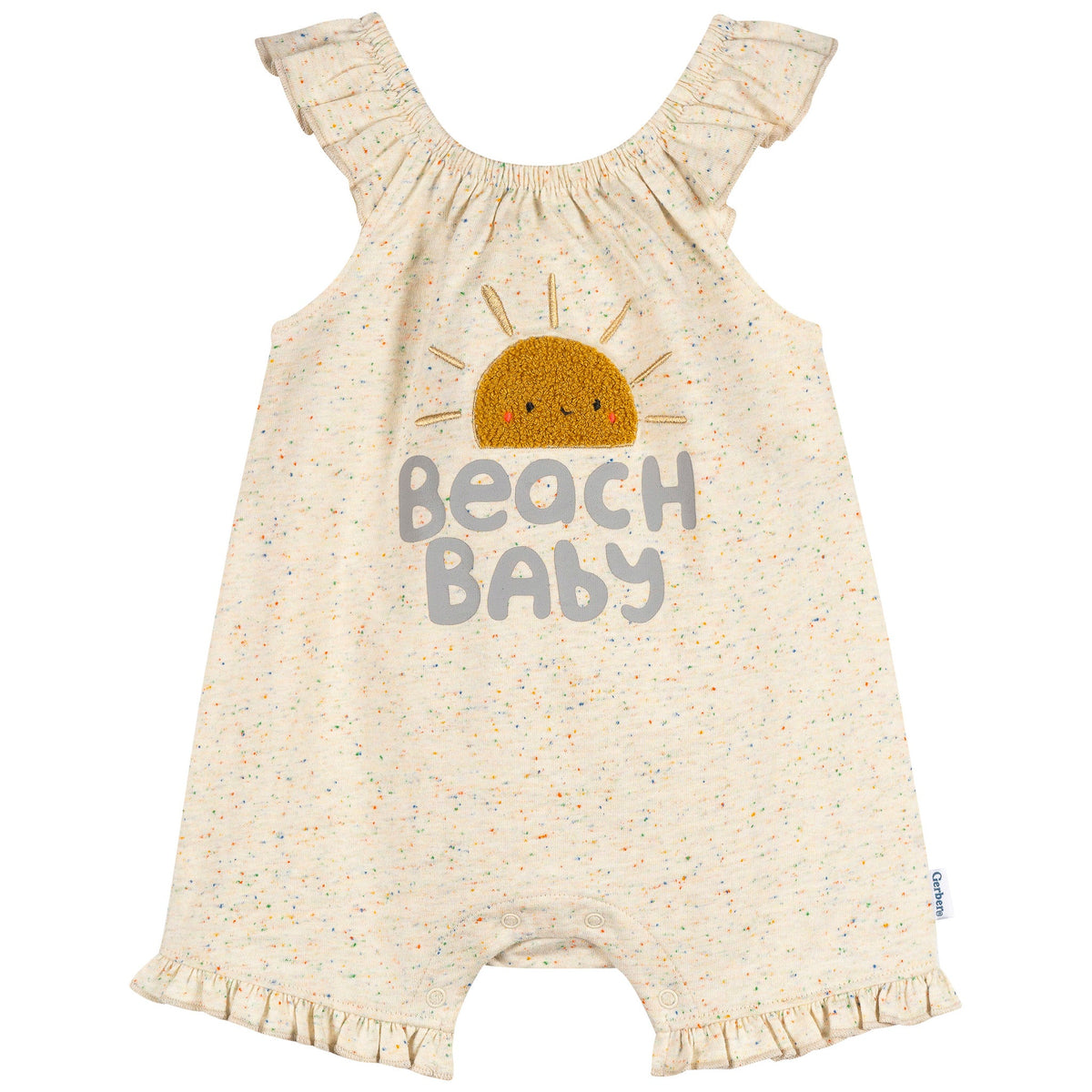 Baby Girls Oatmeal Speckle Sleeveless Ruffle Romper