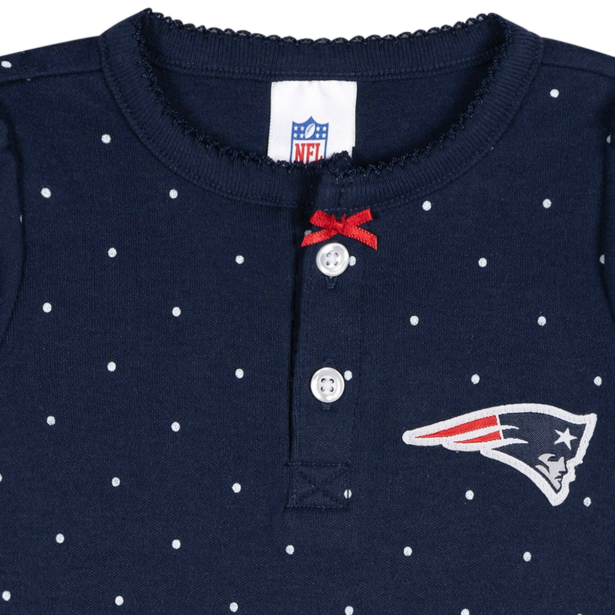 Baby Girls New England Patriots Footless Pajamas, view 2