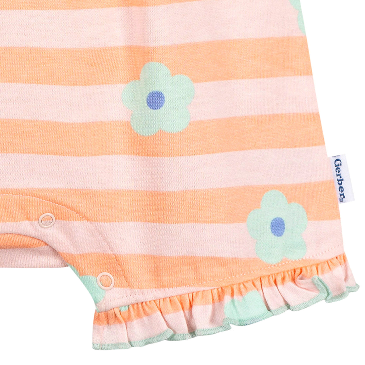 Baby Girls Pink Stripes Sleeveless Ruffle Romper, view 4