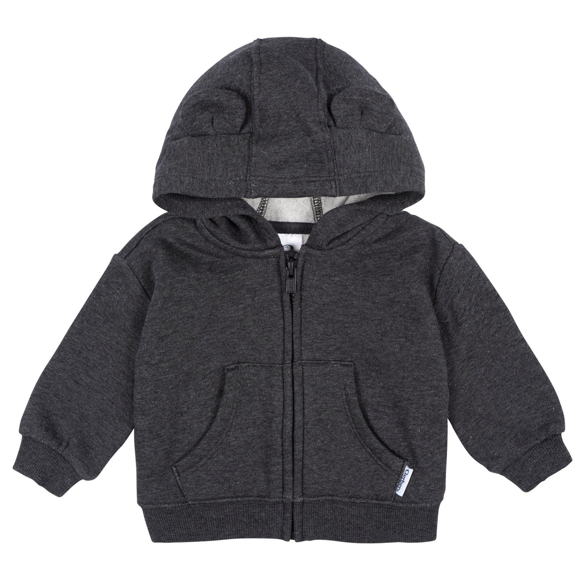 Baby Neutral Charcoal Heather Zip Front Sweatshirt-Gerber Childrenswear Wholesale